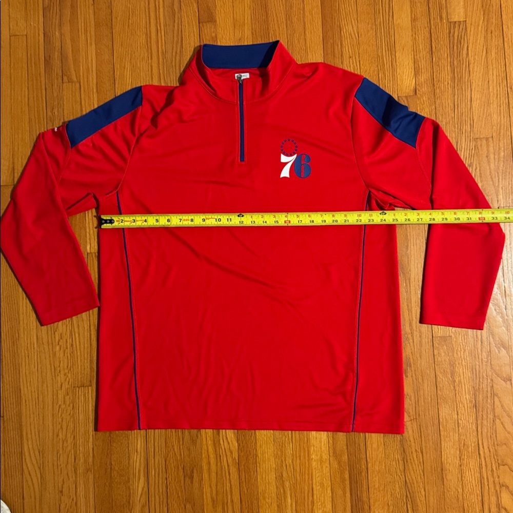 PHILADELPHIA 76ers SIXERS HARDWOOD CLASSICS by Majestic 1/4 Zip Men’s XXL - Picture 4 of 9